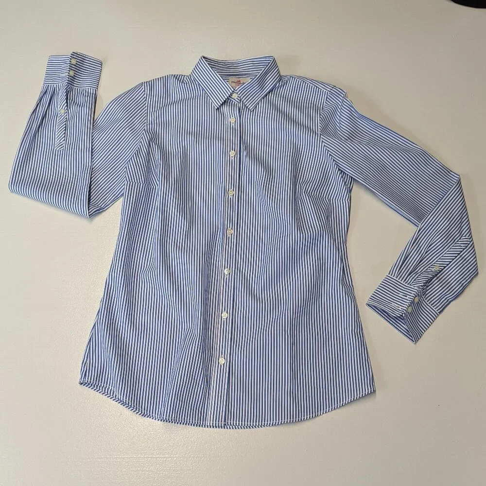 NWT Haberdashery by J. Crew Blue/White Pinstripe Button Down Size Small